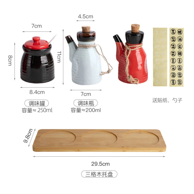 Japanese Restaurant Ceramic Seasoning Jar Vinegar Soy Sauce Chili Oil Pot Home Mini Seasoning Salt Sugar Jar Kitchen Container