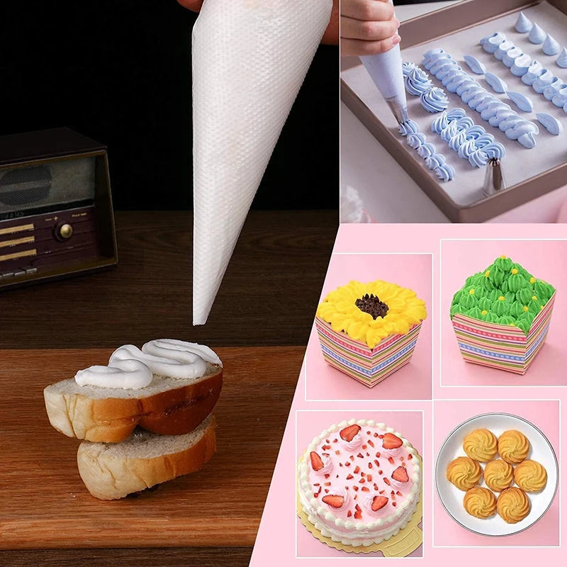 free shipping！Disposable Piping Bags 100 Pcs 27cm Pastry Bags for Cake Decorating Icing Baking Kitchen Tools