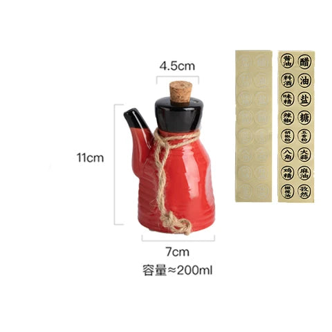 Japanese Restaurant Ceramic Seasoning Jar Vinegar Soy Sauce Chili Oil Pot Home Mini Seasoning Salt Sugar Jar Kitchen Container