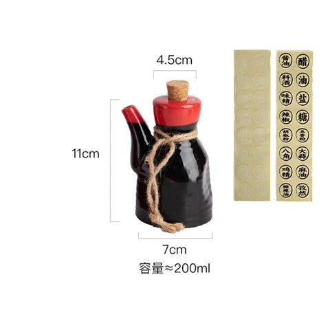 Japanese Restaurant Ceramic Seasoning Jar Vinegar Soy Sauce Chili Oil Pot Home Mini Seasoning Salt Sugar Jar Kitchen Container