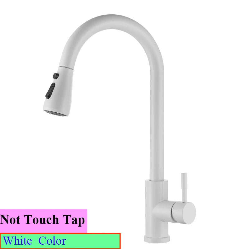 Brushed Nickel Touch on Kitchen Sink Faucets Stainless Steel Hot Cold Kitchen Mixer Tap Sensor Touch Pull Out Kitchen Faucet