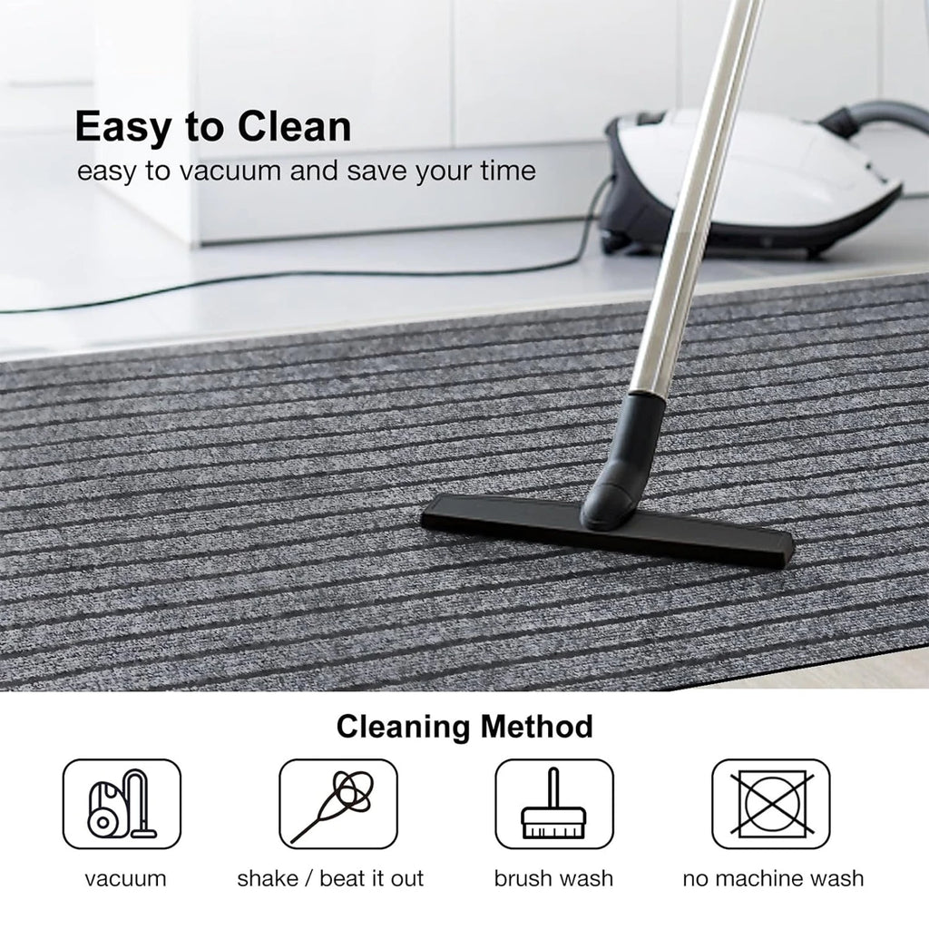 Washable non-slip carpet, solid color striped kitchen door mat floor mat, suitable for bathroom, hallway, entrance,