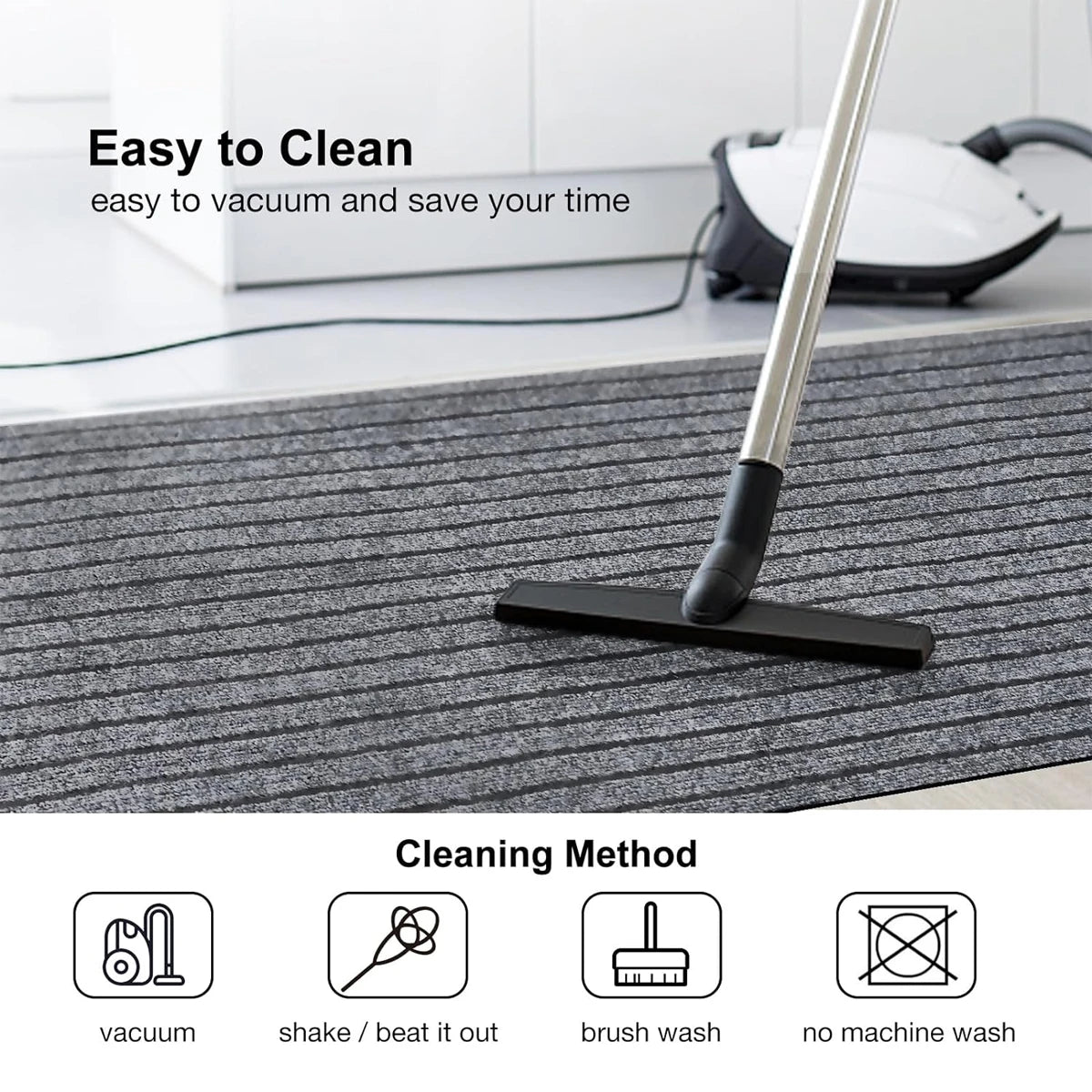 Washable non-slip carpet, solid color striped kitchen door mat floor mat, suitable for bathroom, hallway, entrance,