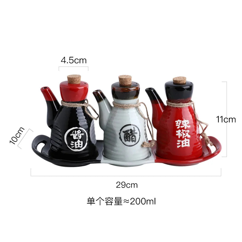 Japanese Restaurant Ceramic Seasoning Jar Vinegar Soy Sauce Chili Oil Pot Home Mini Seasoning Salt Sugar Jar Kitchen Container