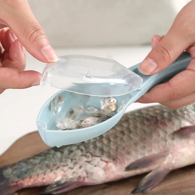 Fish Scales Graters Scraper Fish Cleaning Tool Scraping Scales Device with Cover Home Kitchen Cooking Fish Tool Kitchen Tools