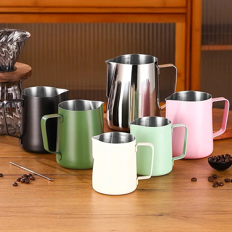 350/600ML Stainless Steel Coffee Milk Frother Jug With Scale Professional Steam Espresso Coffee Latte Art Kitchen Tools