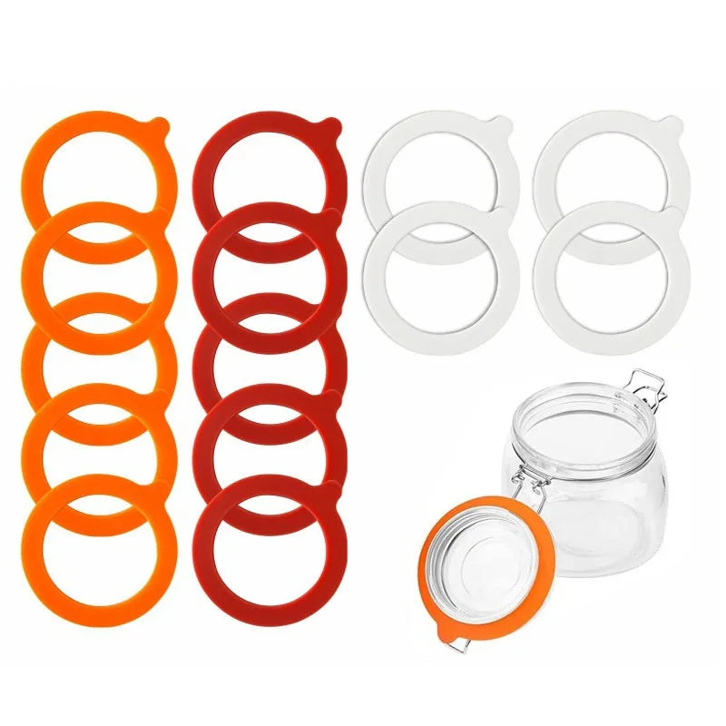 10pcs Silicone Jar Gaskets Replacement Airtight Rubber O Rings Leak-proof For Food Storage Sealing Lids Glass Can Kitchen Tools