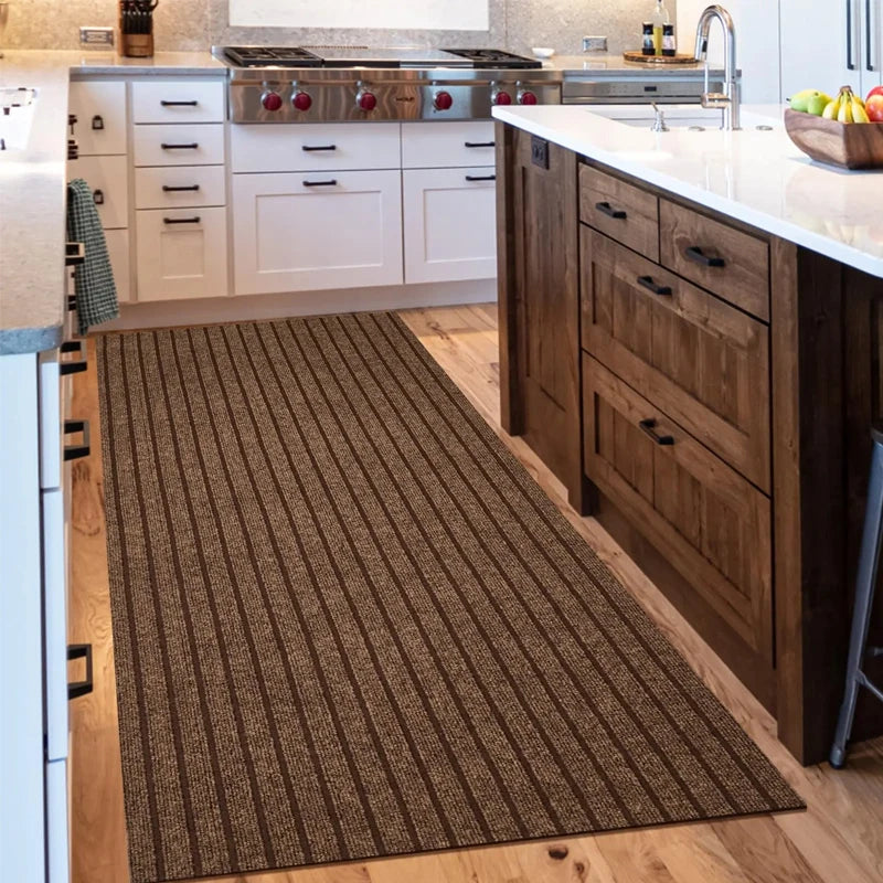 Washable non-slip carpet, solid color striped kitchen door mat floor mat, suitable for bathroom, hallway, entrance,
