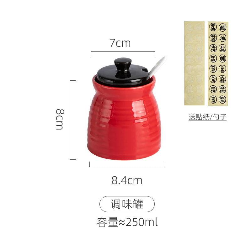 Japanese Restaurant Ceramic Seasoning Jar Vinegar Soy Sauce Chili Oil Pot Home Mini Seasoning Salt Sugar Jar Kitchen Container