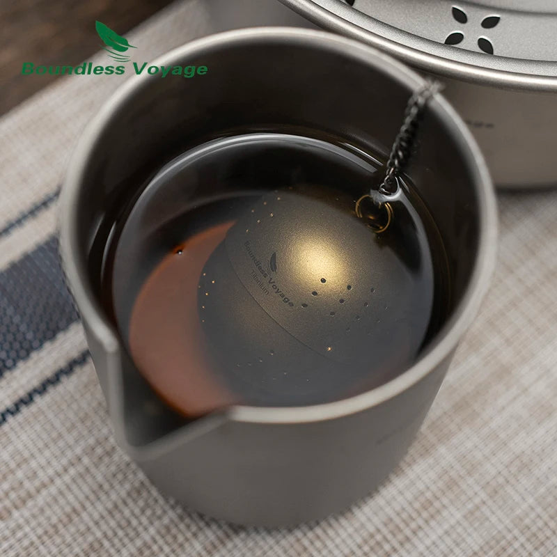 Boundless Voyage Titanium Tea Ball Infuser with Extended Chain Tea Strainer Mug Teapot Loose Tea Spices Home Kitchen Tools