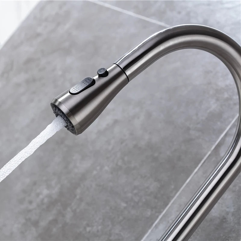Brushed Nickel Touch on Kitchen Sink Faucets Stainless Steel Hot Cold Kitchen Mixer Tap Sensor Touch Pull Out Kitchen Faucet