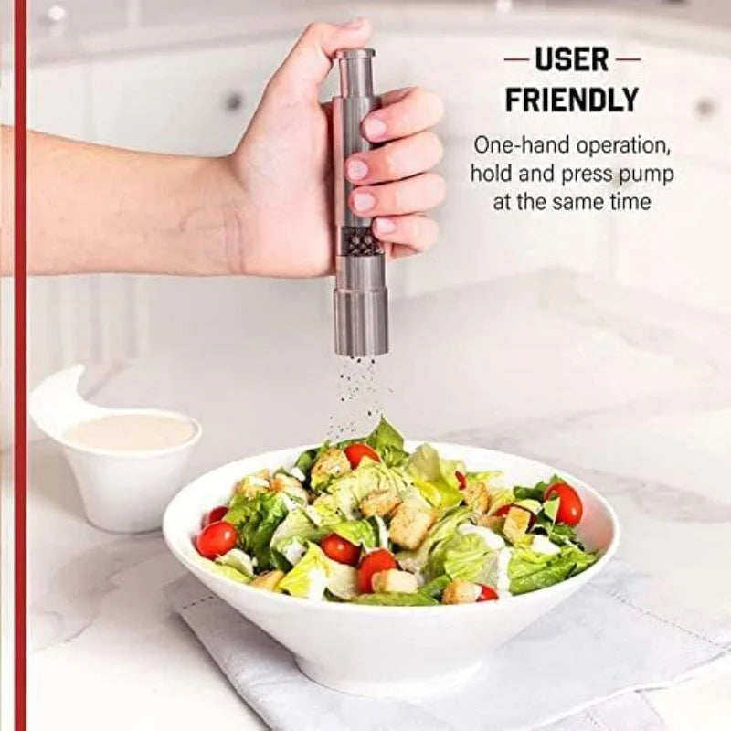 Salt Pepper Grinder Stainless Steel Thumb Push Spice Mill Adjustable Sea Salt Push Button Grinder Seasoning Bottle Kitchen Tools