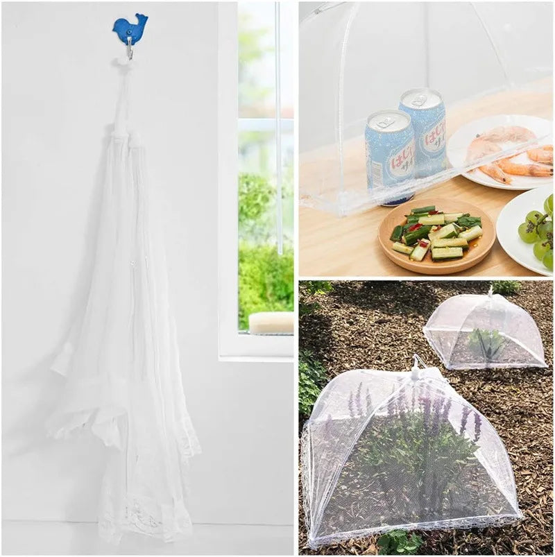 Foldable Umbrella Mesh Food Cover Anti-mosquito Meal Cover Net Lace Portable Picnic Protect Dish Cover Food Lid Kitchen Tools