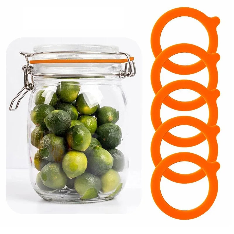 10pcs Silicone Jar Gaskets Replacement Airtight Rubber O Rings Leak-proof For Food Storage Sealing Lids Glass Can Kitchen Tools
