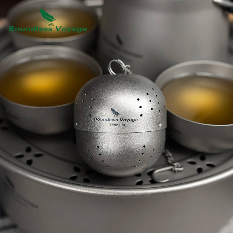 Boundless Voyage Titanium Tea Ball Infuser with Extended Chain Tea Strainer Mug Teapot Loose Tea Spices Home Kitchen Tools